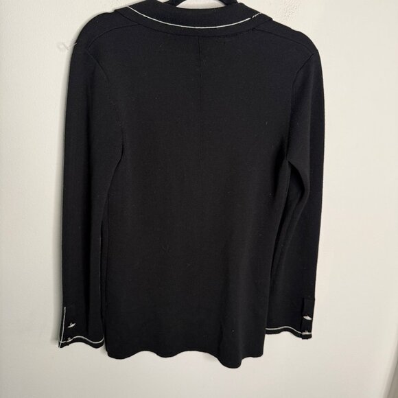 Iris V Arnim Single Button Merino Extra Fine‎ Cardigan Sweater in Black - Picture 4 of 4